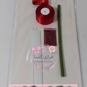 پک ساخت گل رز روبانی رنگ قرمز