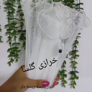 تور پلیسه رنگ سفید چراغ دار