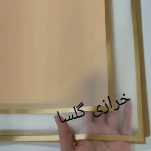 کاغذ ضد آب خارجی زمینه گلبهی پررنگ حاشیه شفاف طلایی