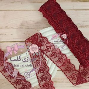 تور ارگانزا 4 سانت رنگ زرشکی